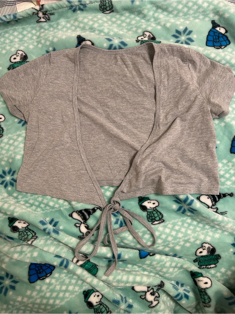 Cropped Grey Wrap Top